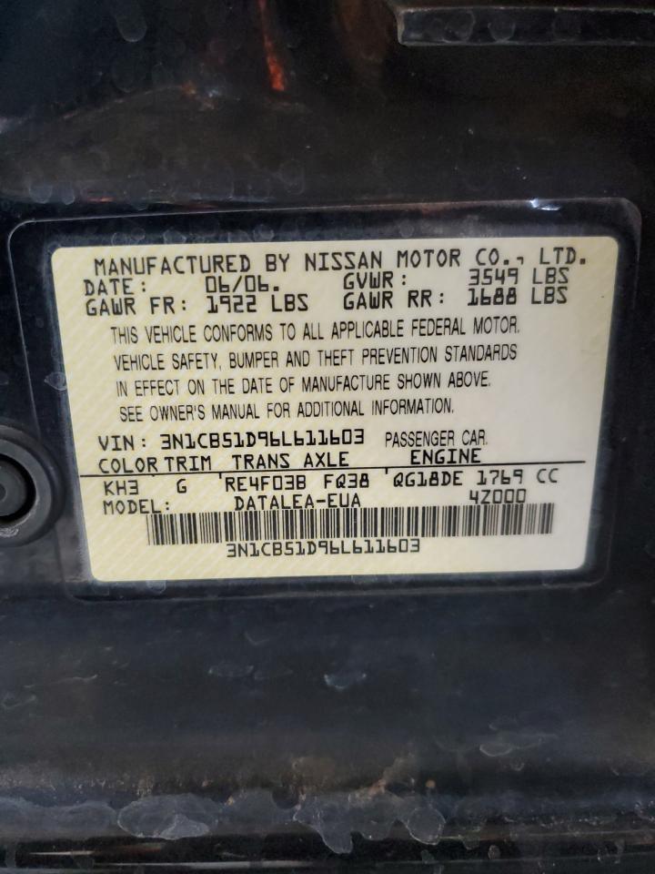 3N1CB51D96L611603 2006 Nissan Sentra 1.8