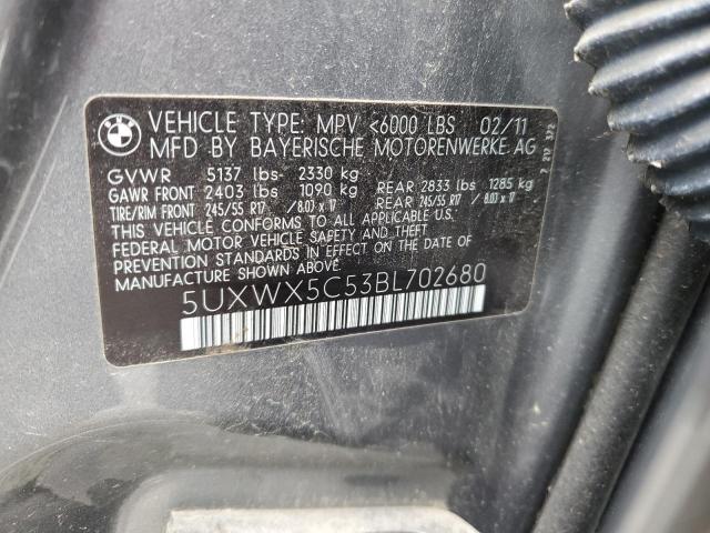 2011 BMW X3 xDrive28I VIN: 5UXWX5C53BL702680 Lot: 58028844