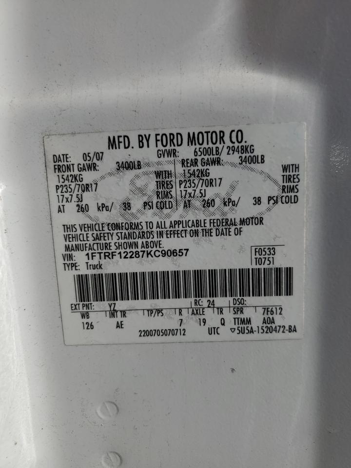 1FTRF12287KC90657 2007 Ford F150