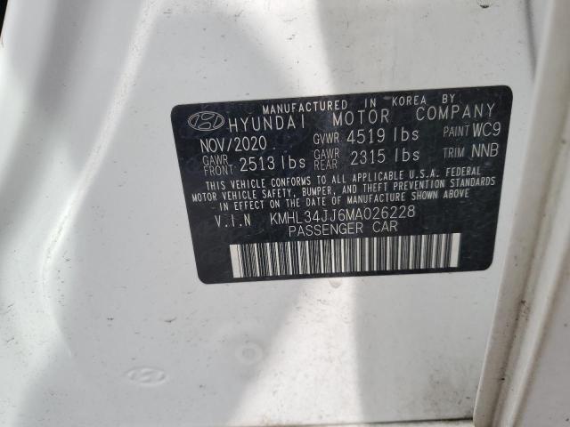 2021 Hyundai Sonata Hybrid VIN: KMHL34JJ6MA026228 Lot: 57090374