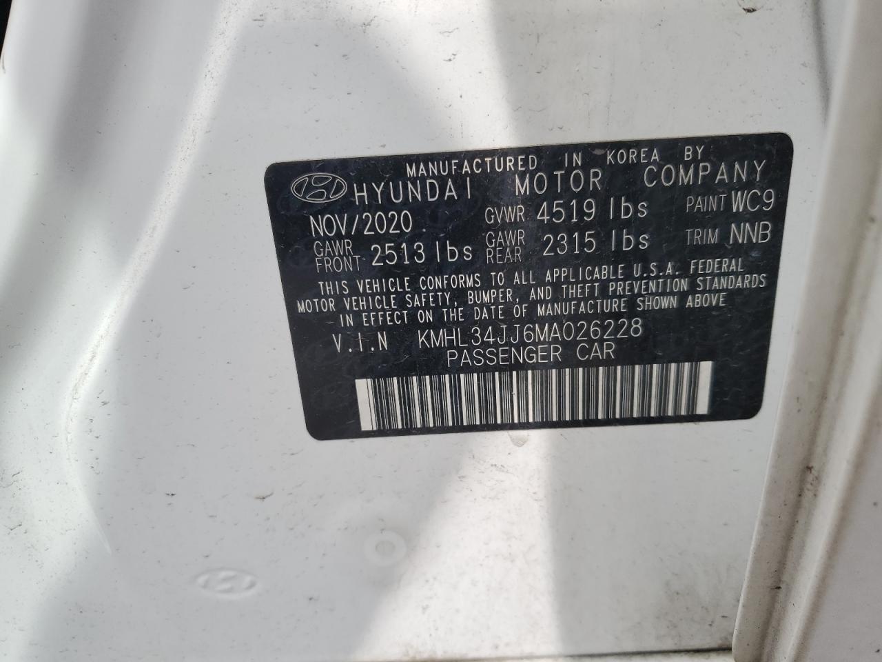 KMHL34JJ6MA026228 2021 Hyundai Sonata Hybrid