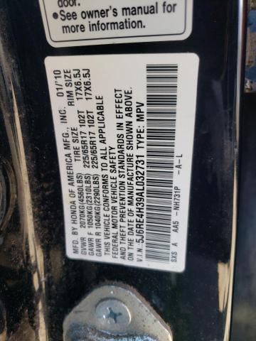 2010 Honda Cr-V Lx VIN: 5J6RE4H39AL032731 Lot: 57506894