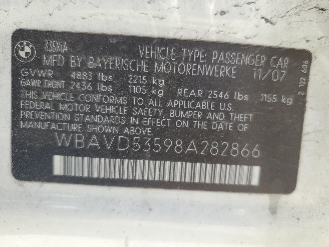 WBAVD53598A282866 2008 BMW 335 Xi