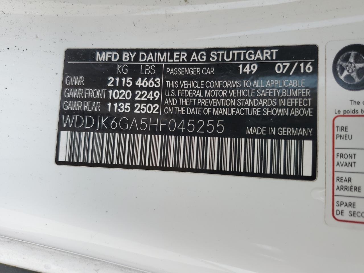 WDDJK6GA5HF045255 2017 Mercedes-Benz Sl 450