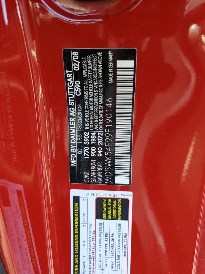 WDBWK54F99F190146 2009 Mercedes-Benz Slk 300