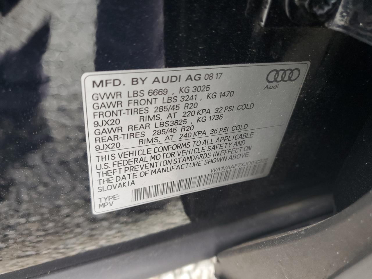 WA1VAAF7XJD010925 2018 Audi Q7 Prestige