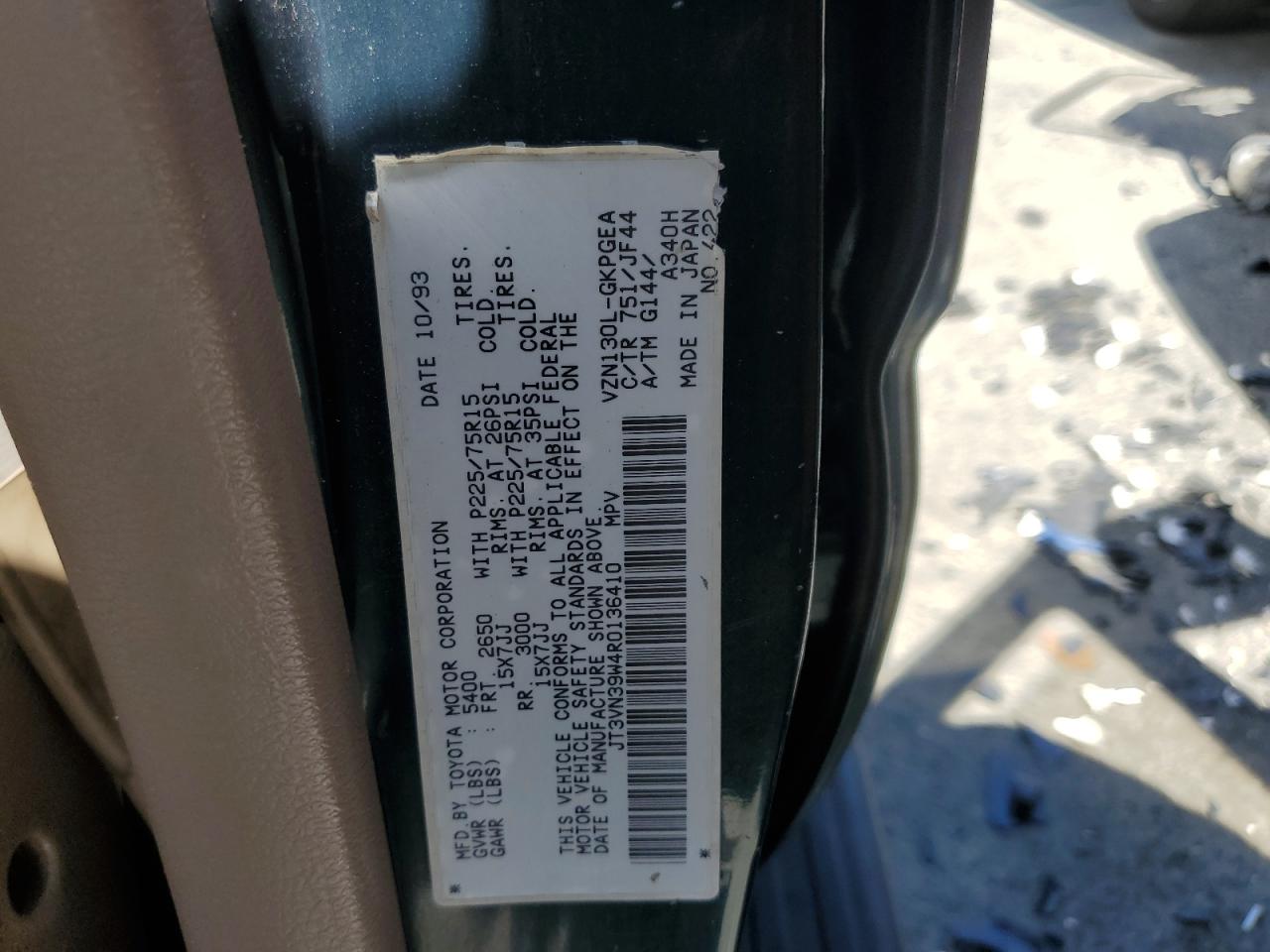 JT3VN39W4R0136410 1994 Toyota 4Runner Vn39 Sr5