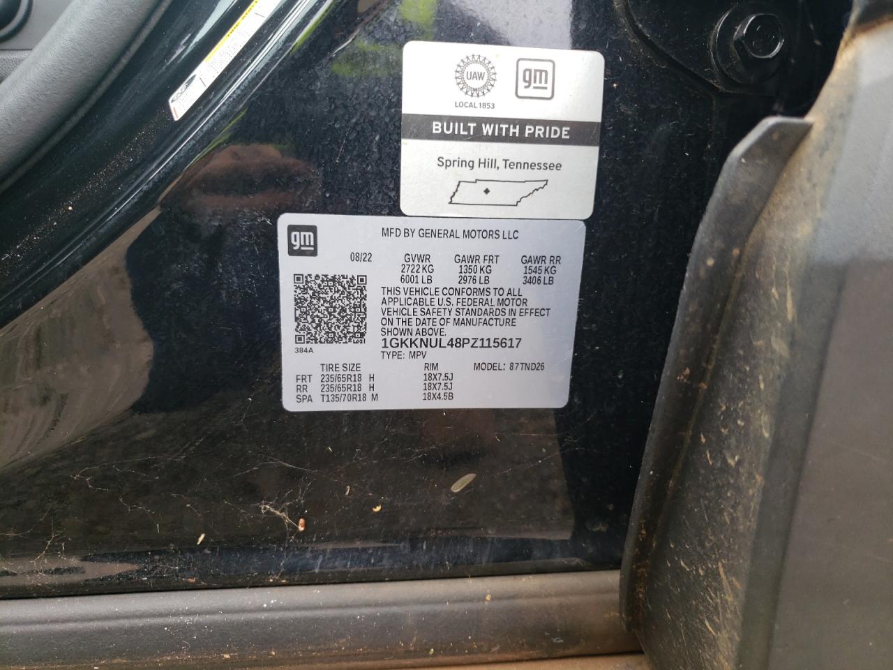 1GKKNUL48PZ115617 2023 GMC Acadia Slt