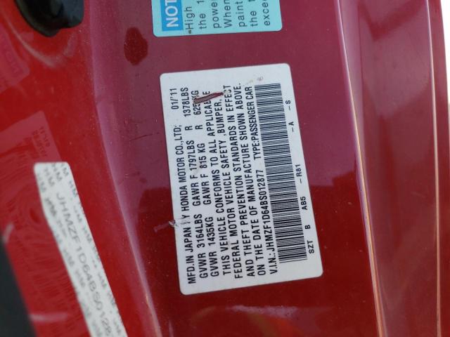 2011 Honda Cr-Z Ex VIN: JHMZF1D64BS012877 Lot: 60056204