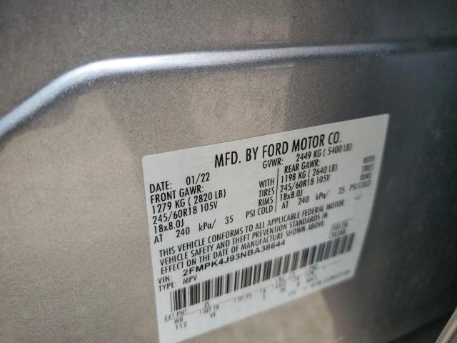 2022 Ford Edge Sel VIN: 2FMPK4J93NBA38644 Lot: 58868064