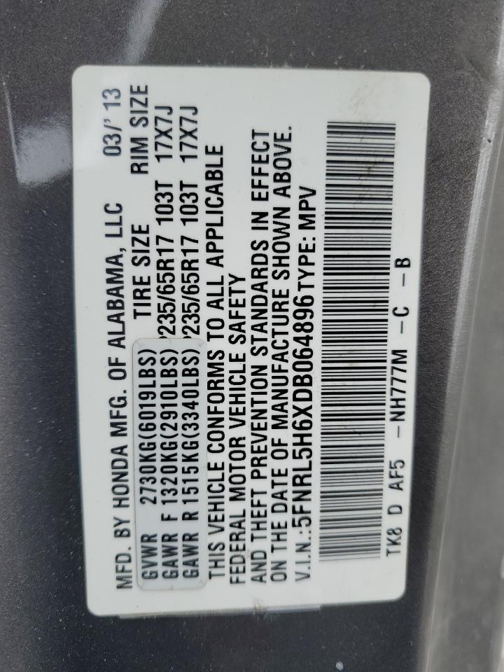 5FNRL5H6XDB064896 2013 Honda Odyssey Exl