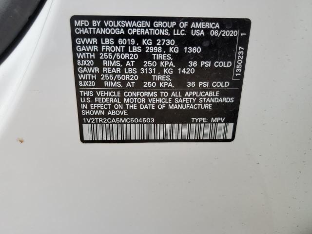 2021 VOLKSWAGEN ATLAS SEL - 1V2TR2CA5MC504503