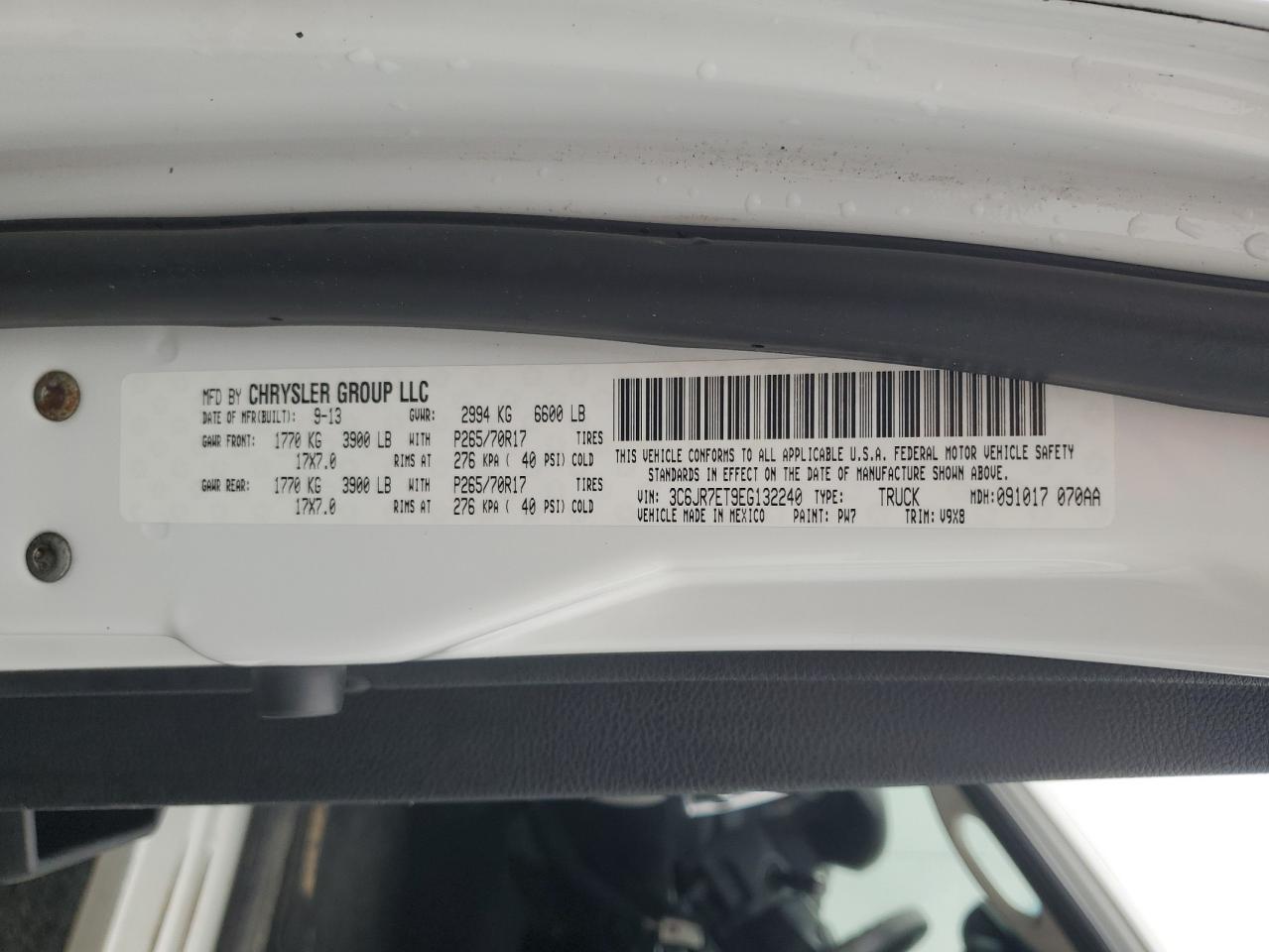 3C6JR7ET9EG132240 2014 Ram 1500 Slt