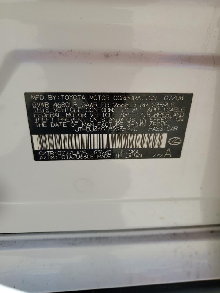 JTHBJ46G182265770 2008 Lexus Es 350