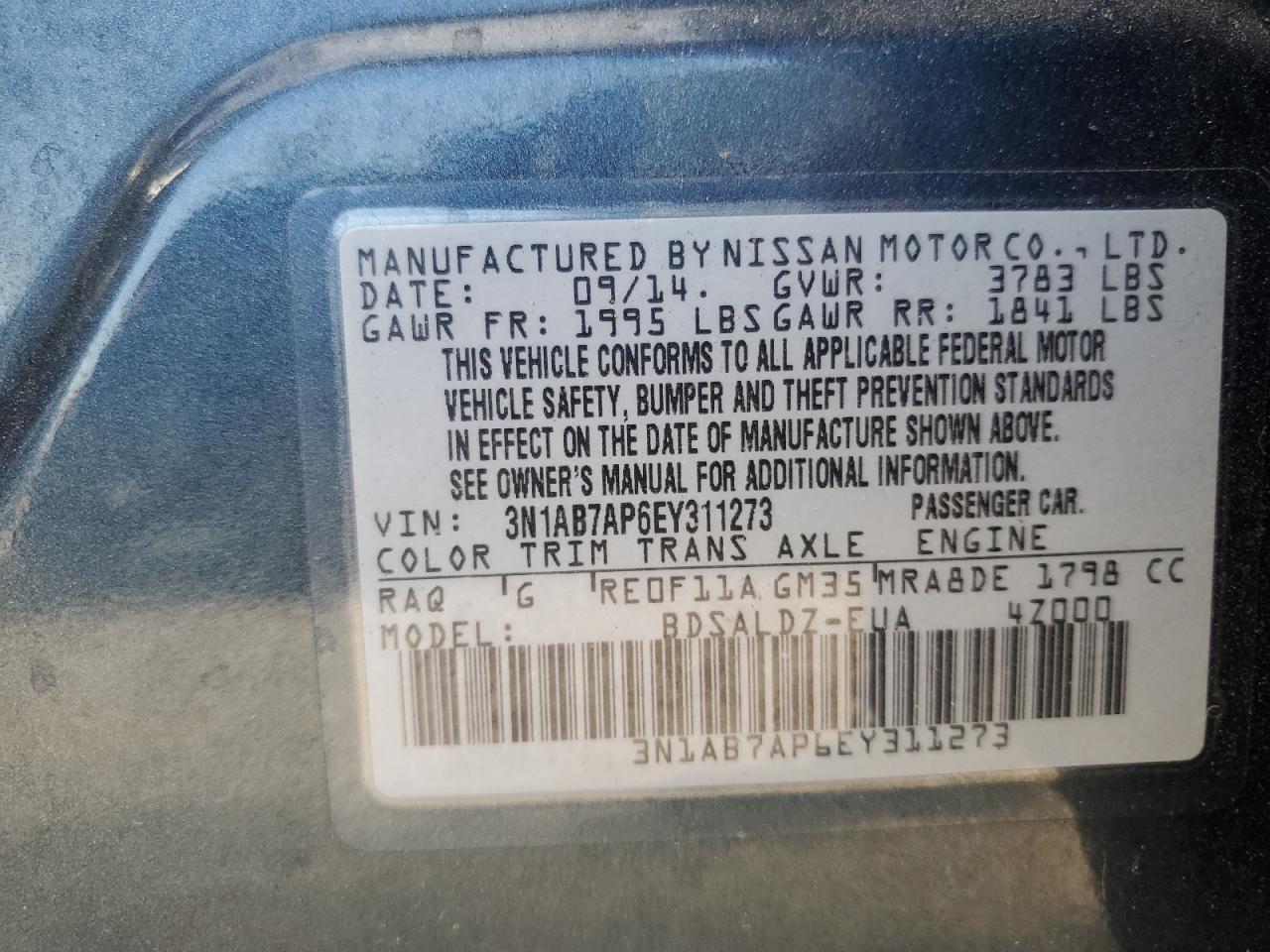 Lot #2684745460 2014 NISSAN SENTRA S