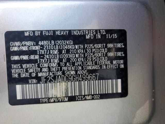 2016 SUBARU FORESTER 2 JF2SJADC9GH499667