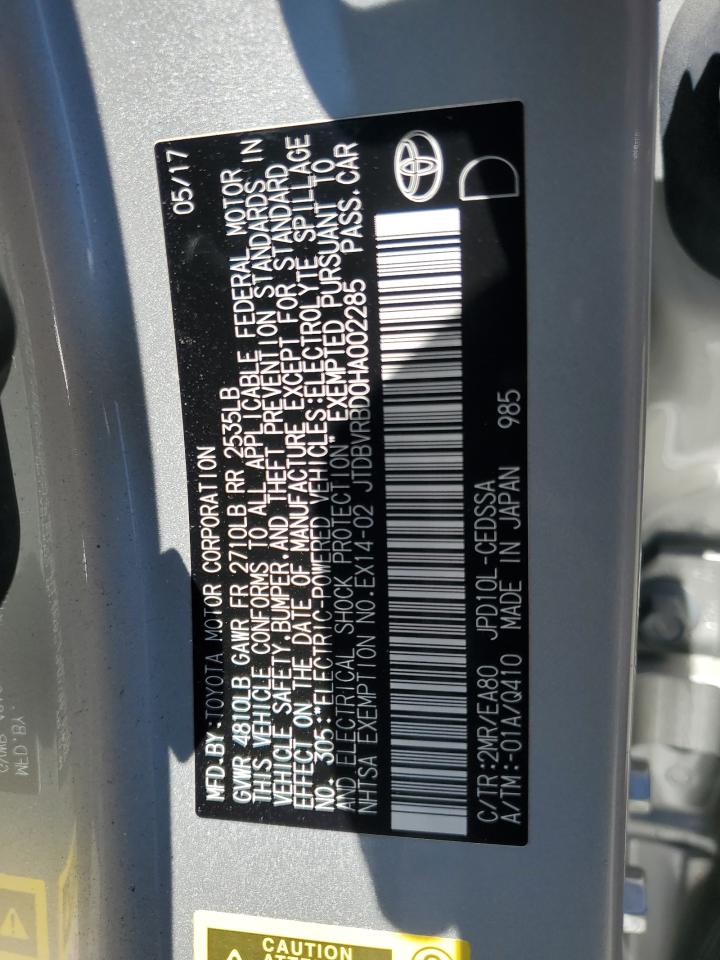 JTDBVRBD0HA002285 TOYOTA MIRAI 2017