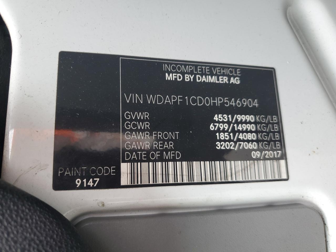 WDAPF1CD0HP546904 2017 Mercedes-Benz Sprinter 3500