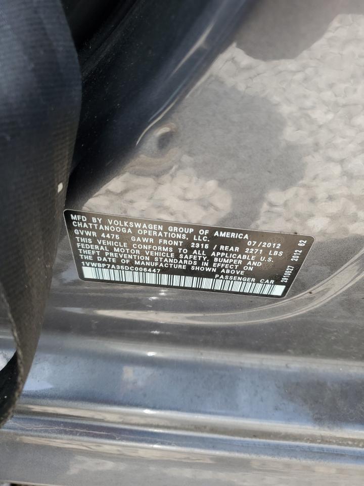 1VWBP7A35DC006447 2013 Volkswagen Passat Se