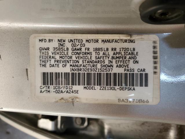 1NXBR32E93Z152537 2003 Toyota Corolla Ce