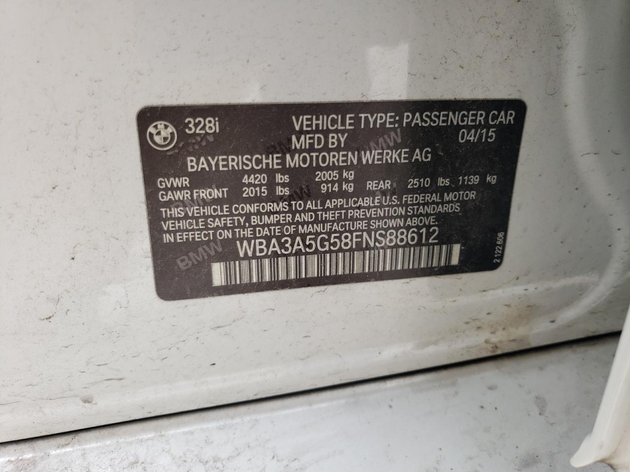 WBA3A5G58FNS88612 2015 BMW 328 I