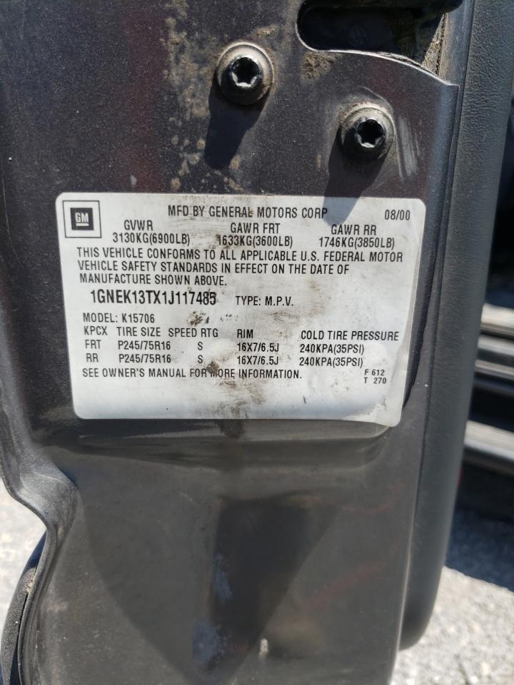 1GNEK13TX1J117485 2001 Chevrolet Tahoe K1500