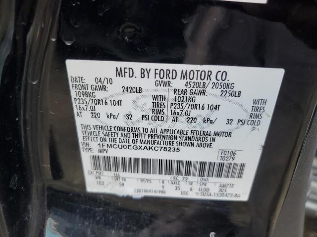 2010 Ford Escape Limited VIN: 1FMCU0EGXAKC78235 Lot: 61015294