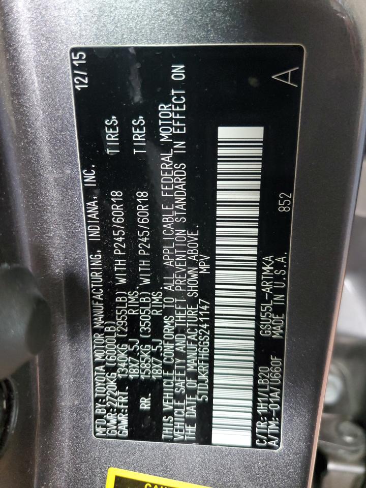 5TDJKRFH6GS241147 2016 Toyota Highlander Xle