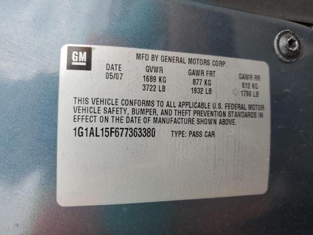 2007 Chevrolet Cobalt Lt VIN: 1G1AL15F677363380 Lot: 57962914