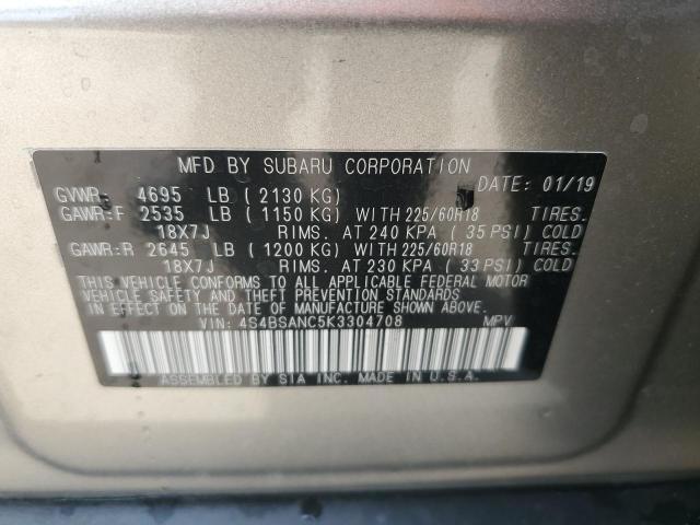 2019 SUBARU OUTBACK 2. - 4S4BSANC5K3304708