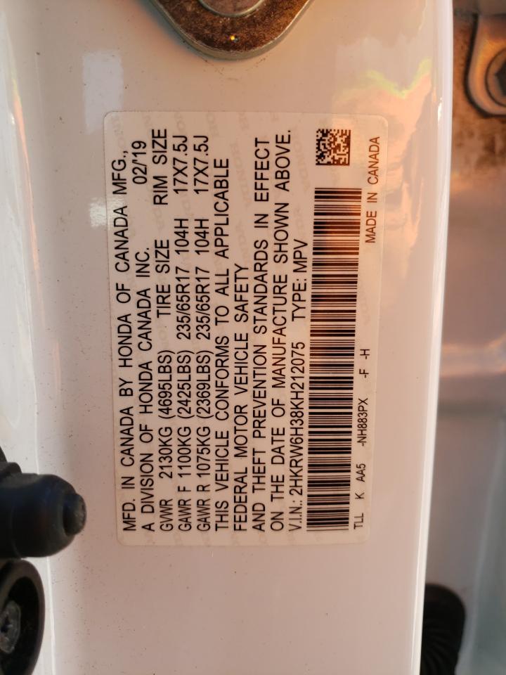2HKRW6H38KH212075 2019 Honda Cr-V Lx