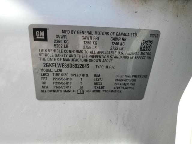 2013 GMC Terrain Slt VIN: 2GKFLWE39D6322645 Lot: 57294294