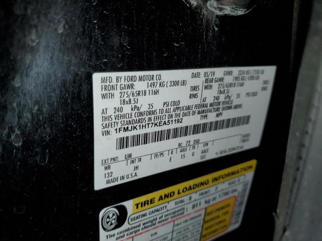 2019 Ford Expedition Max Xlt VIN: 1FMJK1HT7KEA51192 Lot: 59423144