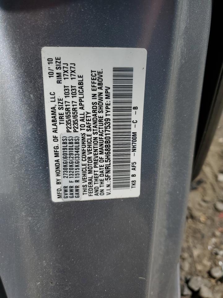 5FNRL5H68BB017539 2011 Honda Odyssey Exl