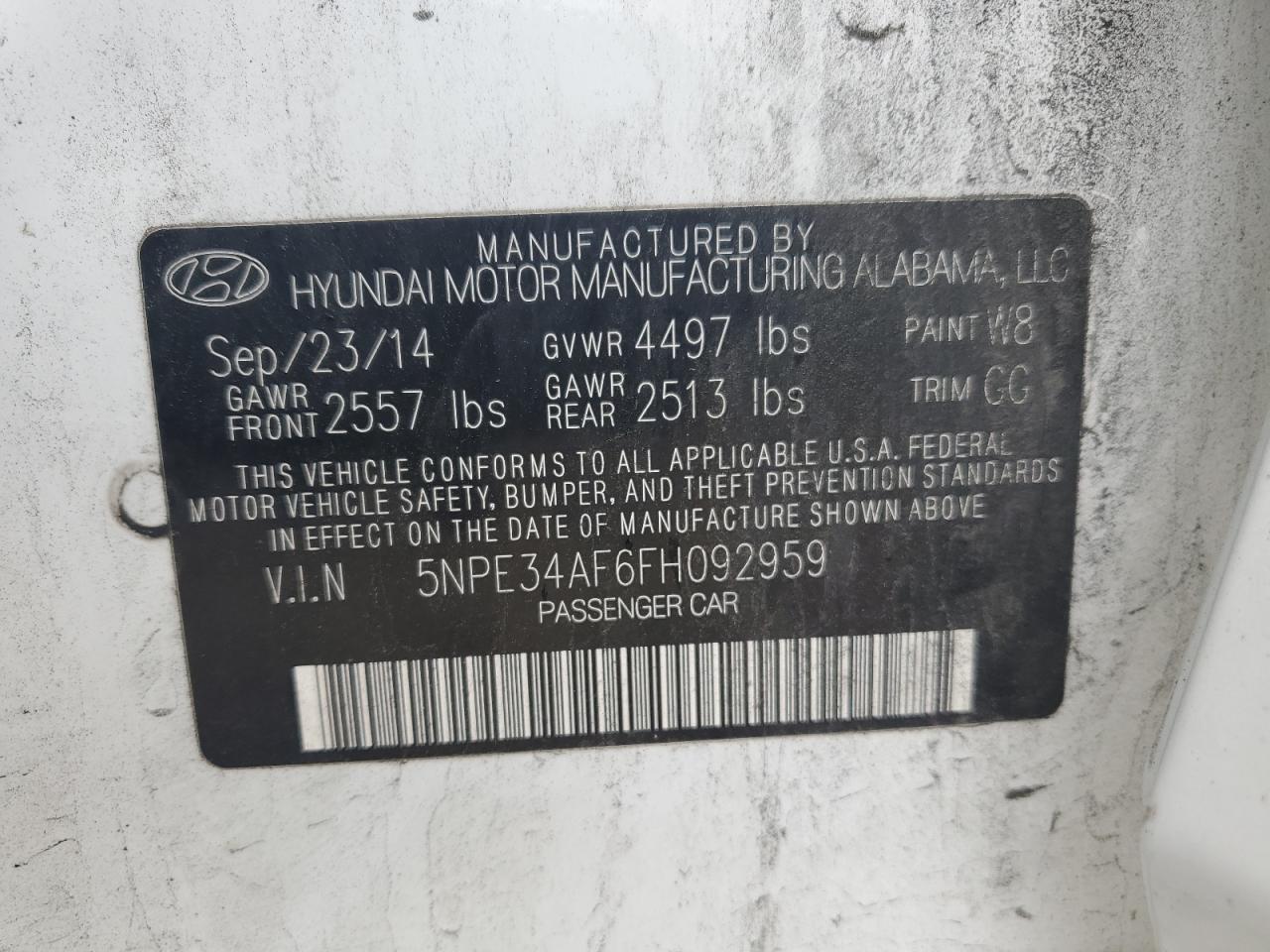 5NPE34AF6FH092959 2015 Hyundai Sonata Sport