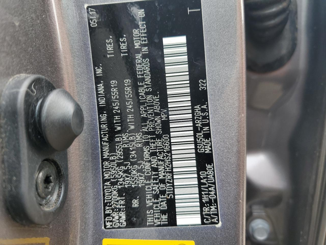 5TDYZRFH2HS216600 2017 Toyota Highlander Limited