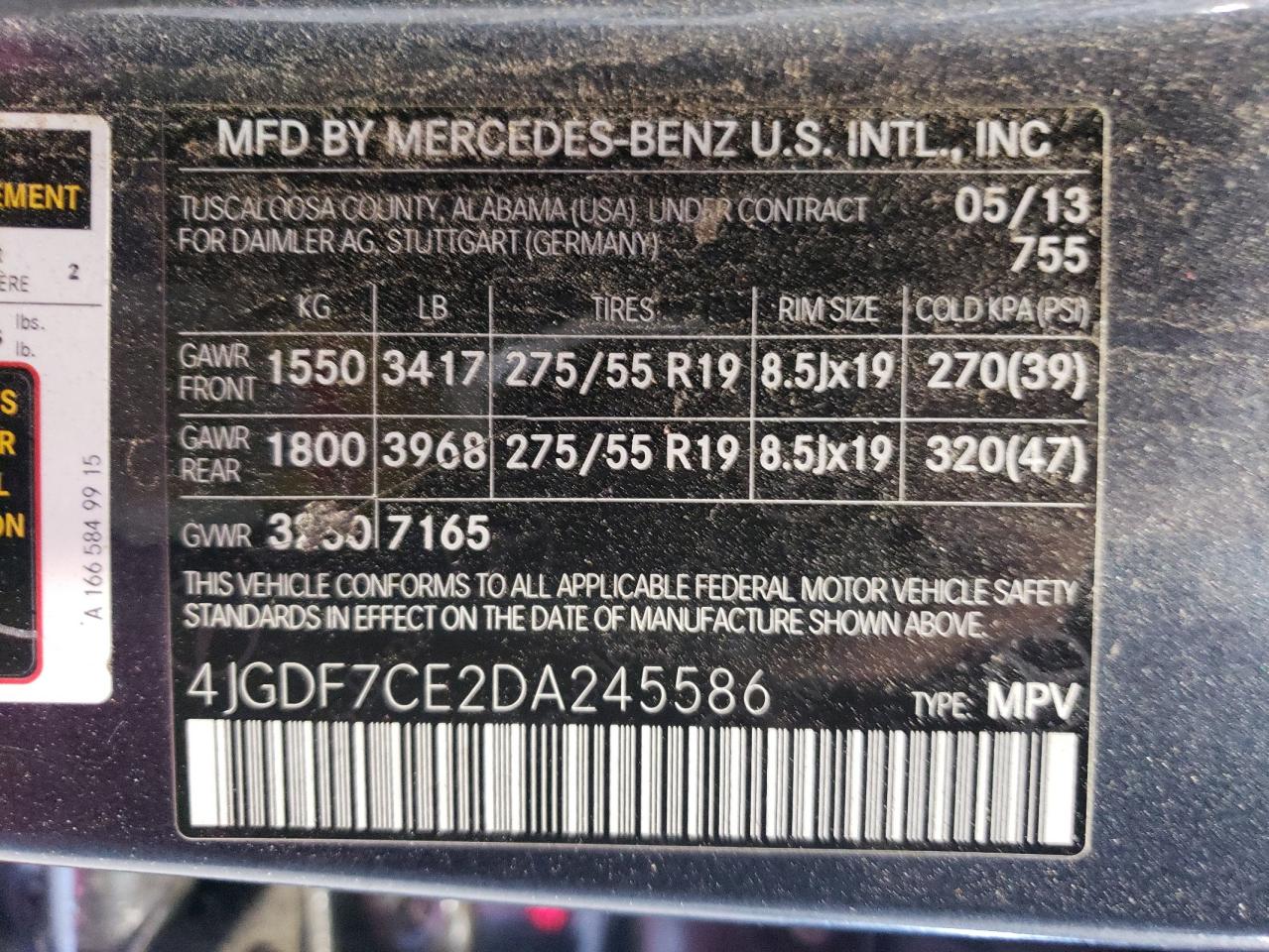2013 Mercedes-Benz Gl 450 4Matic vin: 4JGDF7CE2DA245586