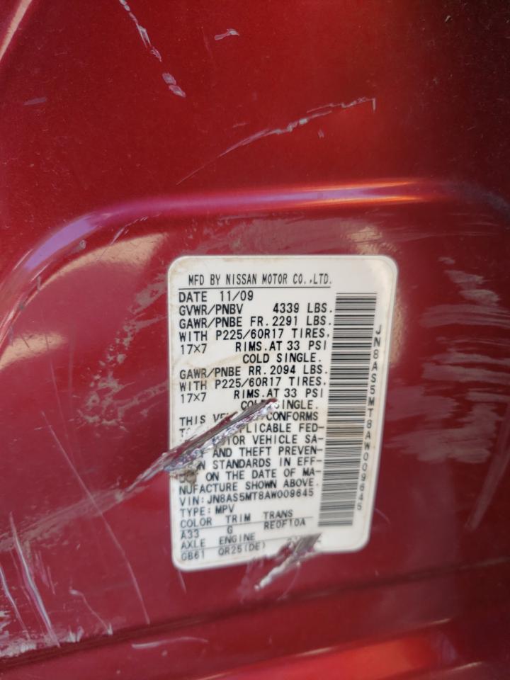 JN8AS5MT8AW009645 2010 Nissan Rogue S