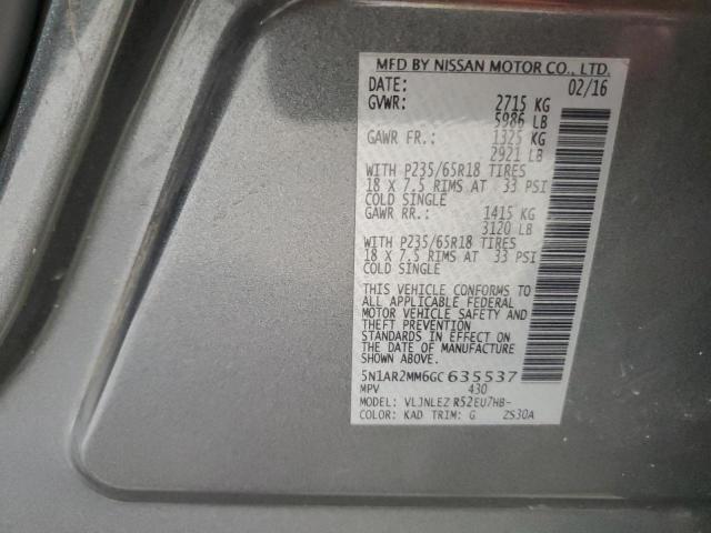 2016 Nissan Pathfinder S VIN: 5N1AR2MM6GC635537 Lot: 60837674