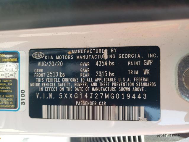 2021 Kia K5 Lxs VIN: 5XXG14J27MG019443 Lot: 58982524