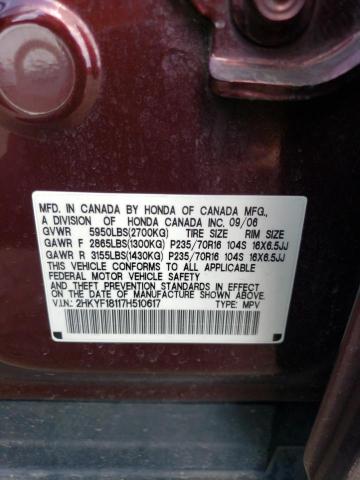 2007 Honda Pilot Lx VIN: 2HKYF18117H510617 Lot: 60314774