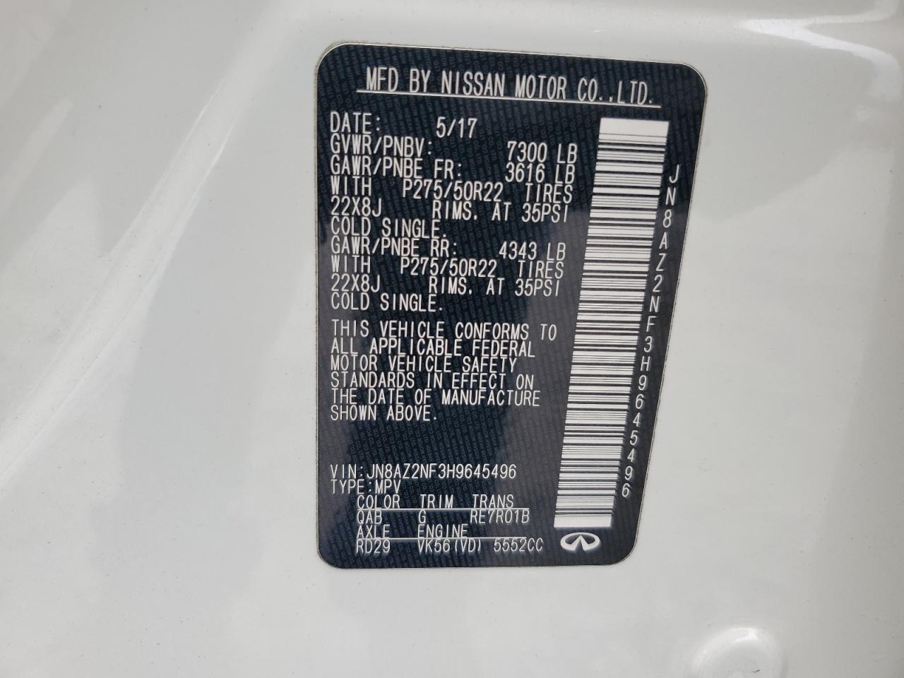 JN8AZ2NF3H9645496 2017 Infiniti Qx80 Base