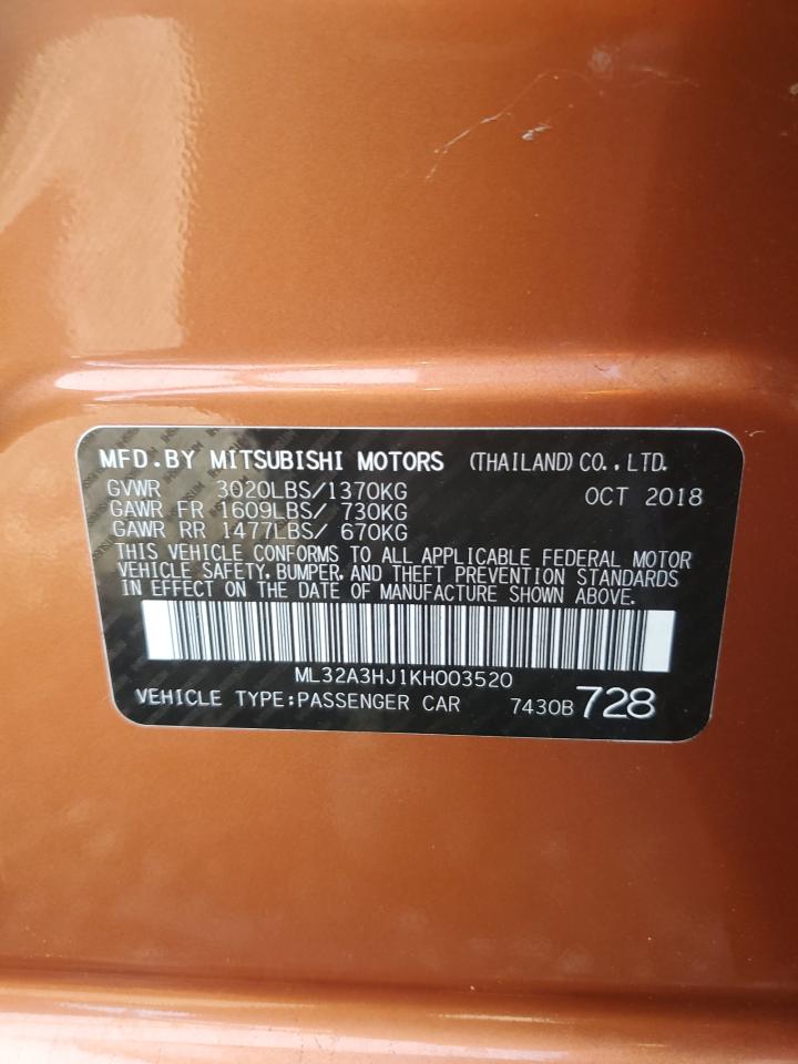 ML32A3HJ1KH003520 2019 Mitsubishi Mirage Es