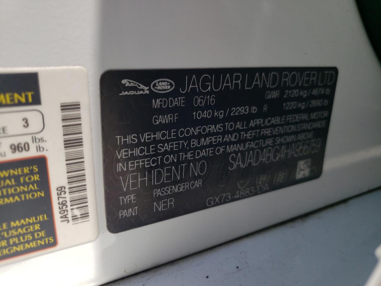 SAJAD4BG4HA956759 2017 Jaguar Xe Premium