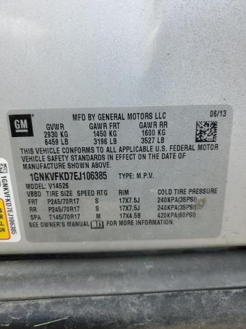 2014 Chevrolet Traverse Ls VIN: 1GNKVFKD7EJ106385 Lot: 57249794