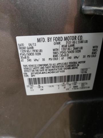 2013 Ford Edge Limited VIN: 2FMDK4KC4DBC27105 Lot: 57616754