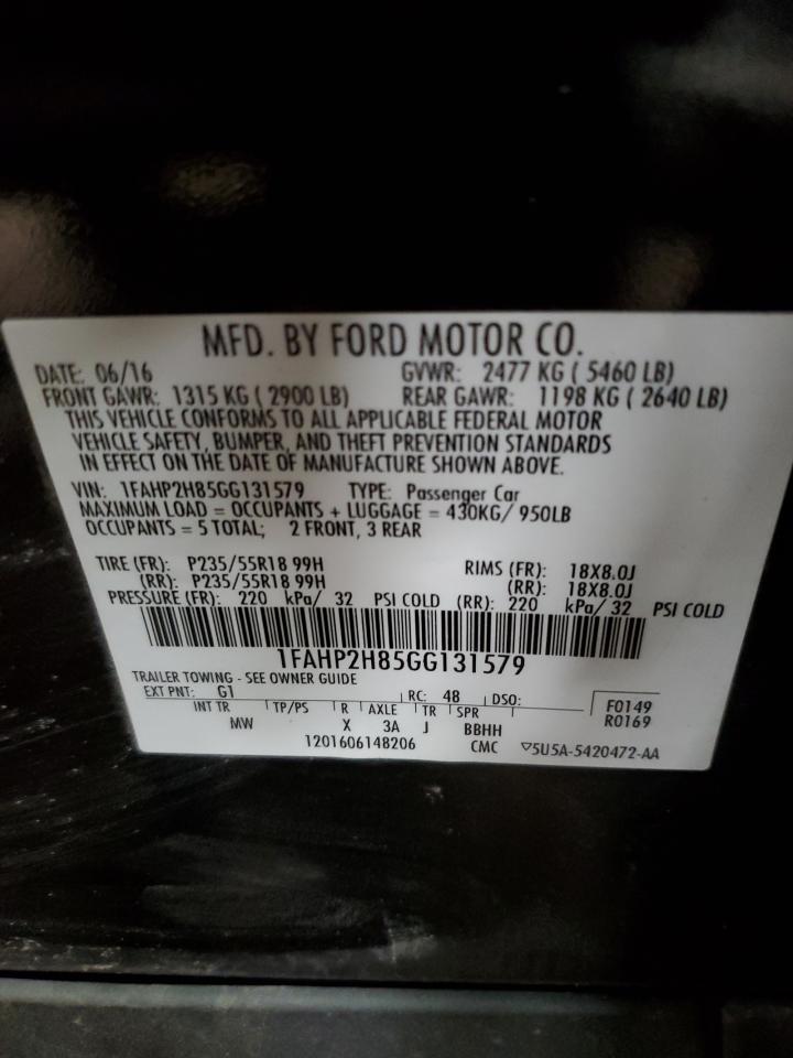 1FAHP2H85GG131579 2016 Ford Taurus Sel