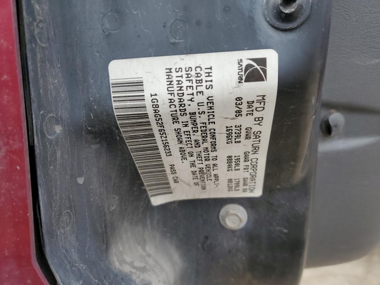 1G8AG52F65Z156233 2005 Saturn Ion Level 1