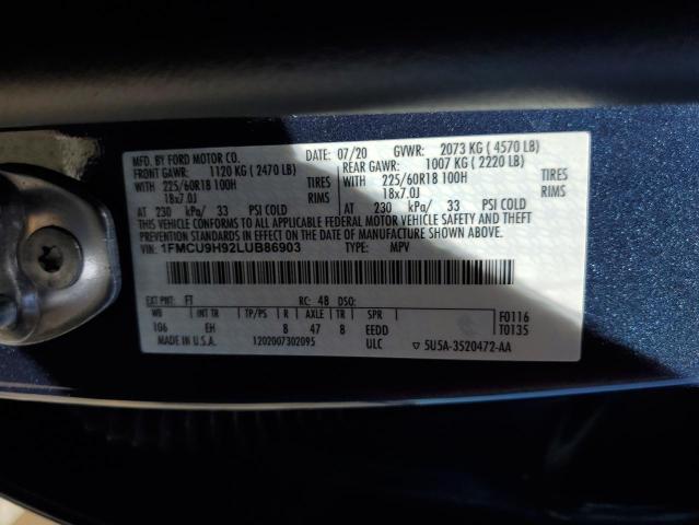 2020 FORD ESCAPE SEL - 1FMCU9H92LUB86903
