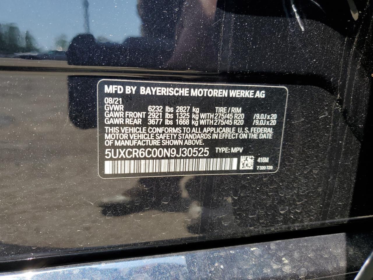 5UXCR6C00N9J30525 2022 BMW X5 xDrive40I